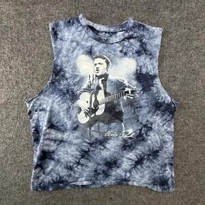 Elvis Presley Shirt Mens XL Blue Tie Dye Sleeveless Cutoff Graphic Guitar Tee